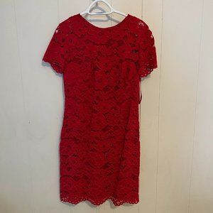Ralph Lauren Red Floral Lace Mini Dress